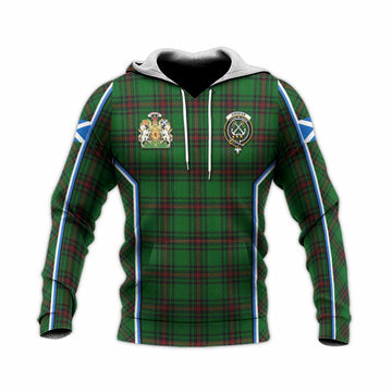 Kinnear Tartan Crest Knitted Hoodie Scotland Coat of Arm Flag Style