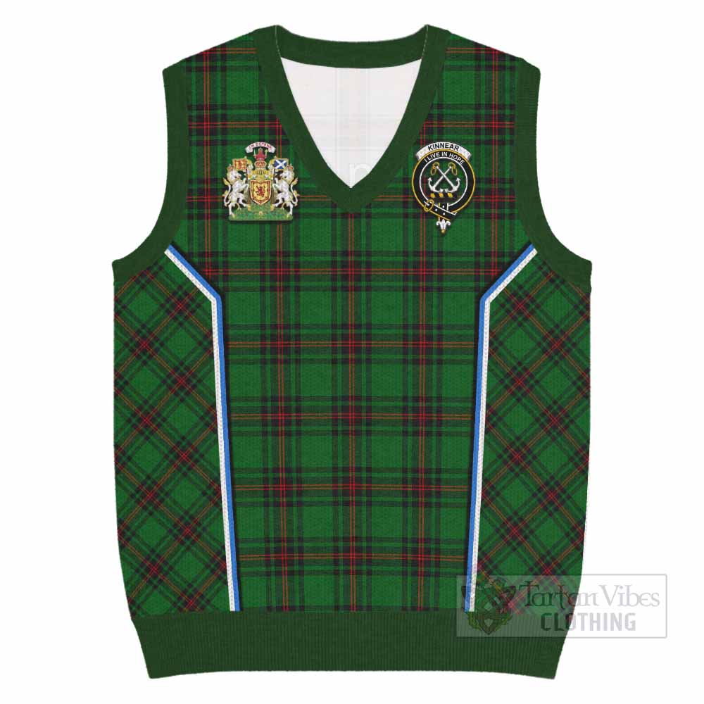 Kinnear Tartan Crest Knitted V-Neck Vest Scotland Coat of Arm Flag Style - Tartan Vibes Clothing