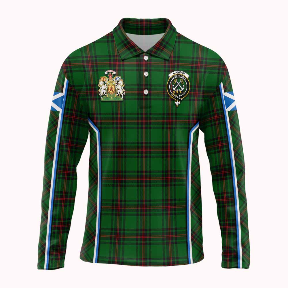 Kinnear Tartan Crest Long Sleeve Polo Shirt Scotland Coat of Arm Flag Style - Tartan Vibes Clothing
