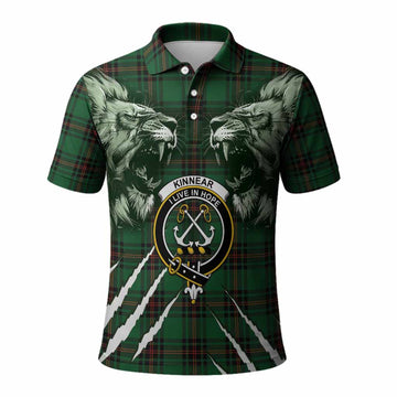 Kinnear Tartan Crest Polo Shirt Ferocious Lion Style