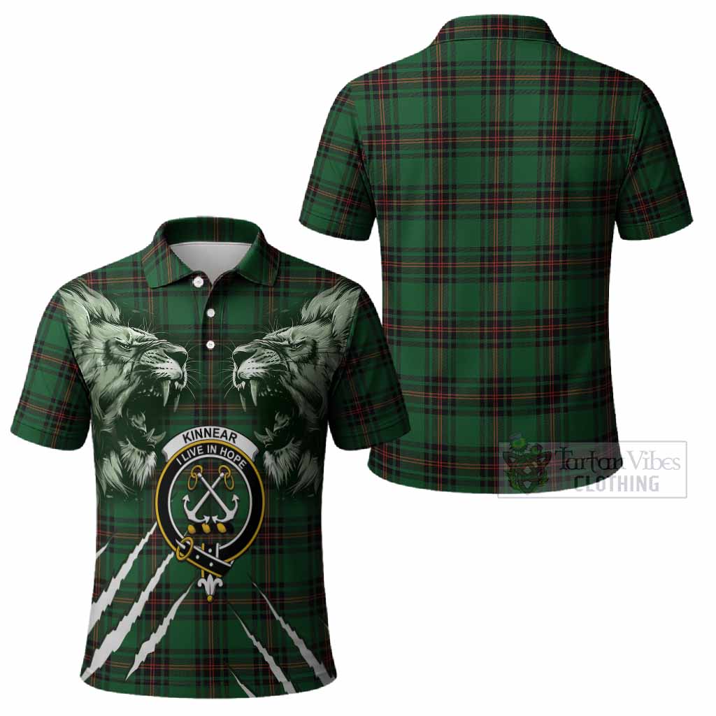 Kinnear Tartan Crest Polo Shirt Ferocious Lion Style