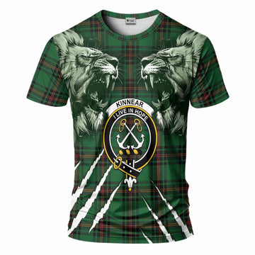 Kinnear Tartan Crest T-Shirt Ferocious Lion Style