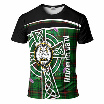 Kinnear Tartan Crest T-Shirt Scottish Thistle Celtic Cross Alba Gu Brath
