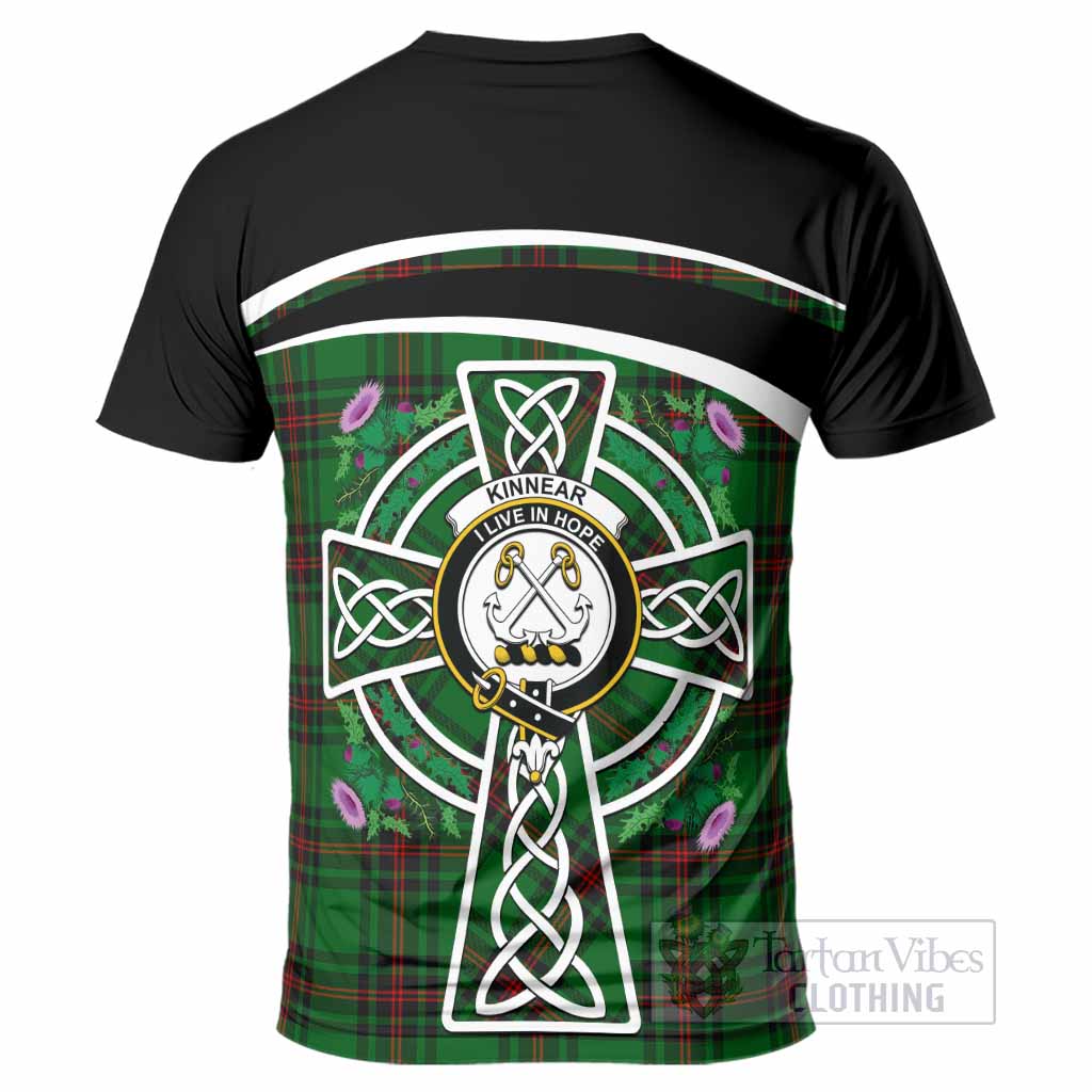 Kinnear Tartan Crest T-Shirt Scottish Thistle Celtic Cross Alba Gu Brath