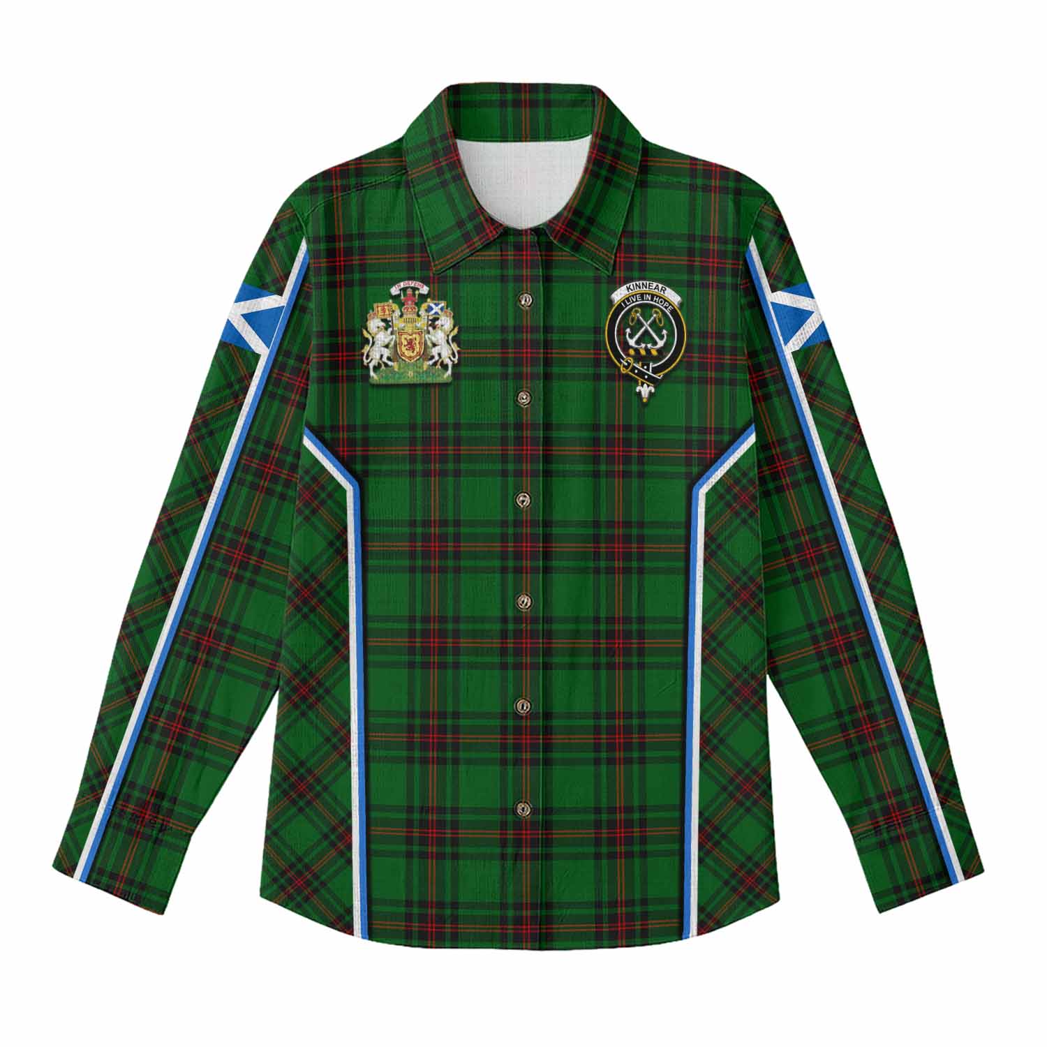 Kinnear Tartan Crest Women Casual Shirt Scotland Coat of Arm Flag Style - Tartan Vibes Clothing