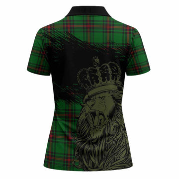 Kinnear Tartan Crest Women Polo Shirt Crowned Lion Heritage Style