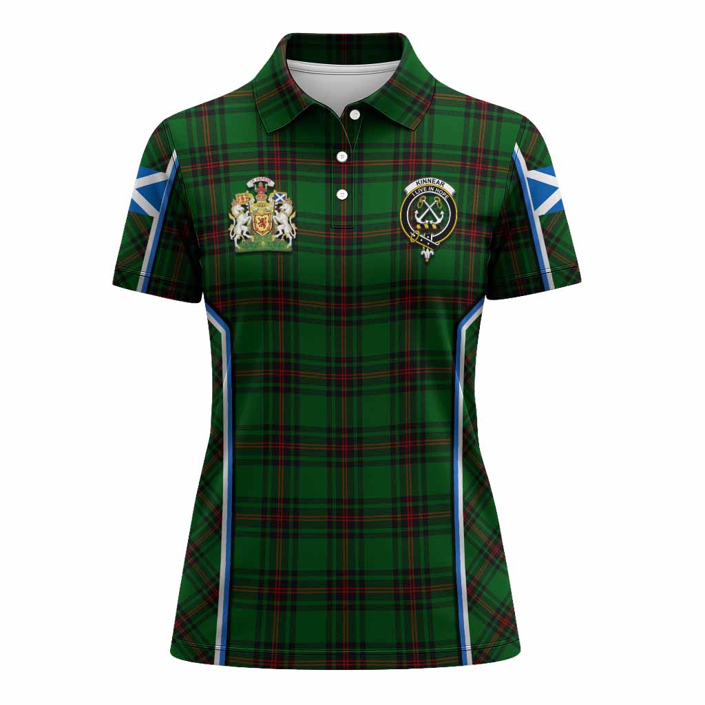 Kinnear Tartan Crest Women's Polo Shirt Scotland Coat of Arm Flag Style - Tartan Vibes Clothing