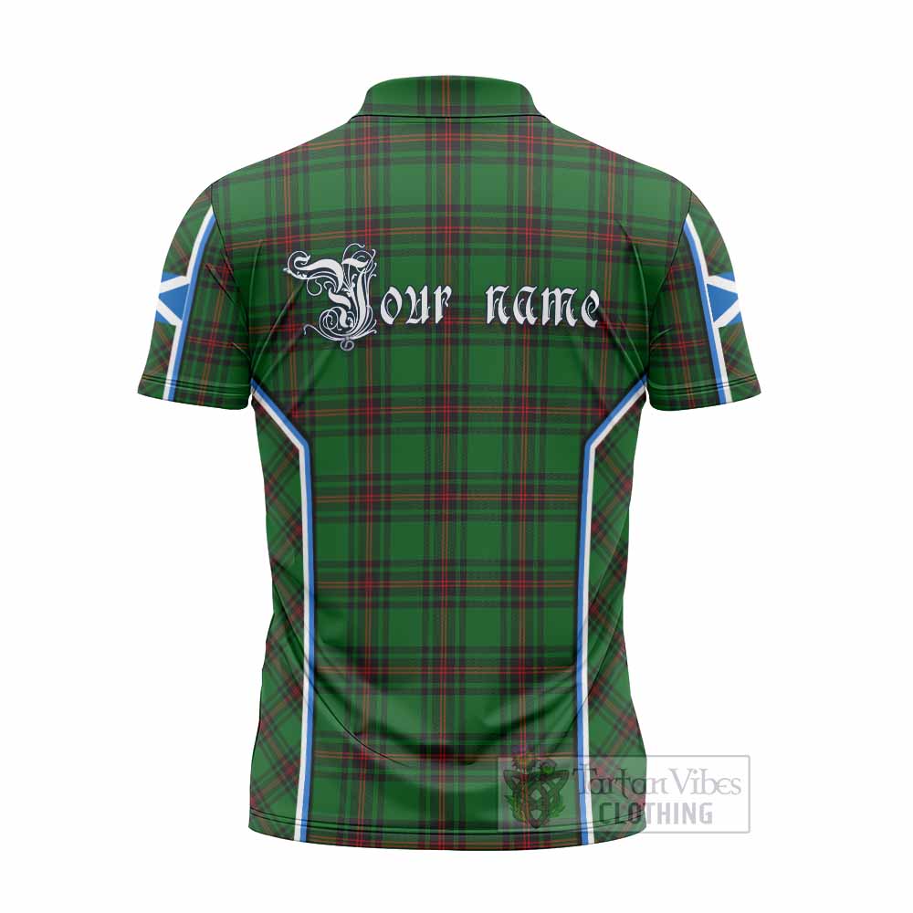 Kinnear Tartan Crest Zipper Polo Shirt Scotland Coat of Arm Flag Style - Tartan Vibes Clothing