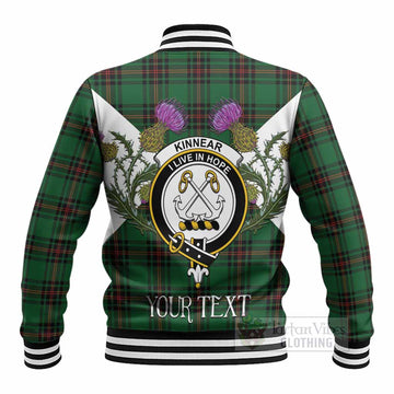 Kinnear Tartan Family Crest Baseball Jacket Scottish Burns Night Thistle Floral