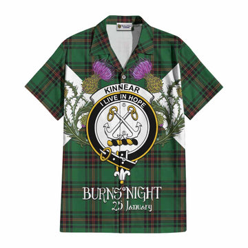 Kinnear Tartan Family Crest Cotton Hawaiian Shirt Scottish Burns Night Thistle Floral