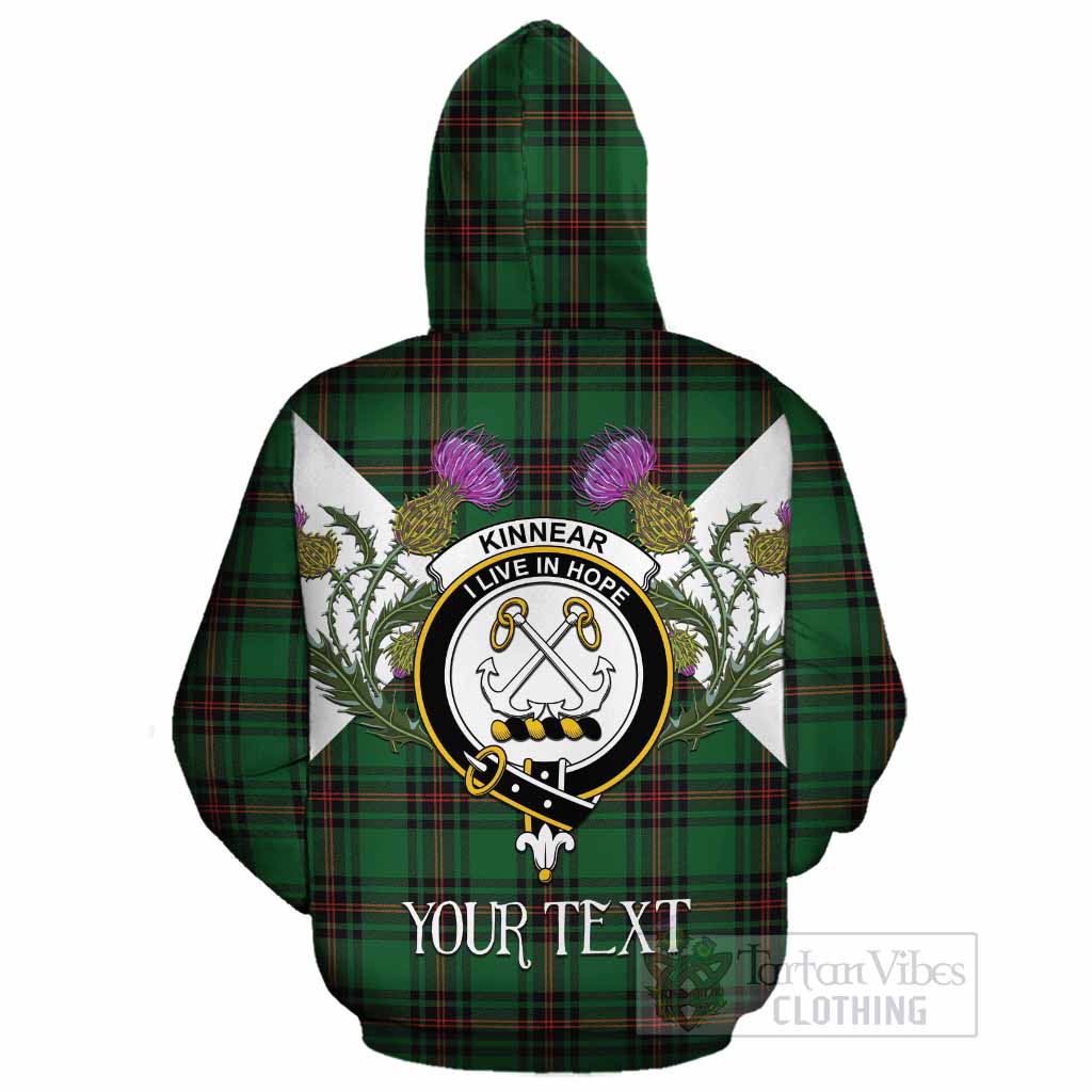 Kinnear Tartan Family Crest Cotton Hoodie Scottish Burns Night Thistle Floral