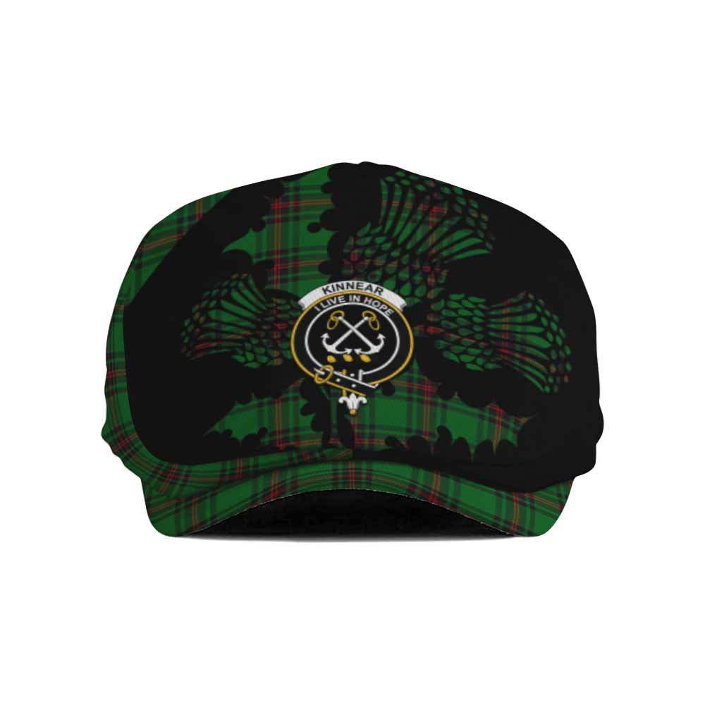 Kinnear Tartan Family Crest Flat Cap, Jeff Cap Scotland Thistle Floral