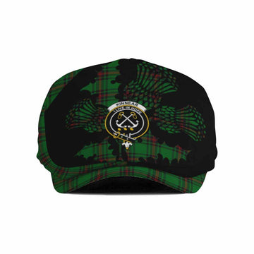 Kinnear Tartan Family Crest Flat Cap, Jeff Cap Scotland Thistle Floral