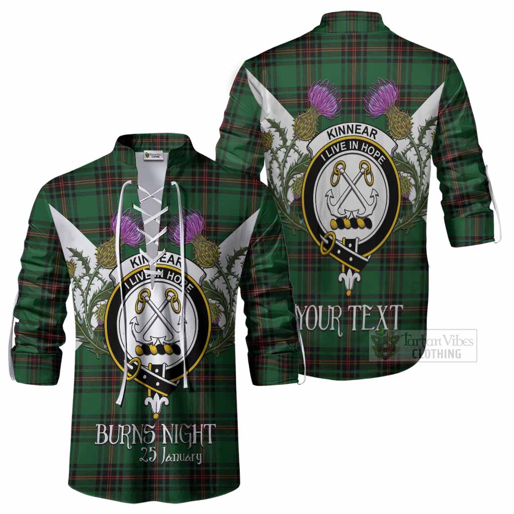 Kinnear Tartan Family Crest Ghillie Shirt Scottish Burns Night Thistle Floral