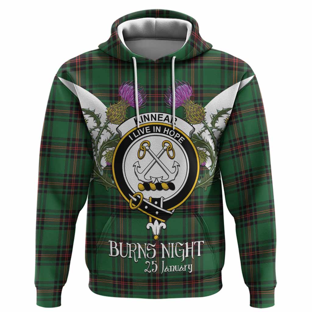 Kinnear Tartan Family Crest Hoodie Scottish Burns Night Thistle Floral