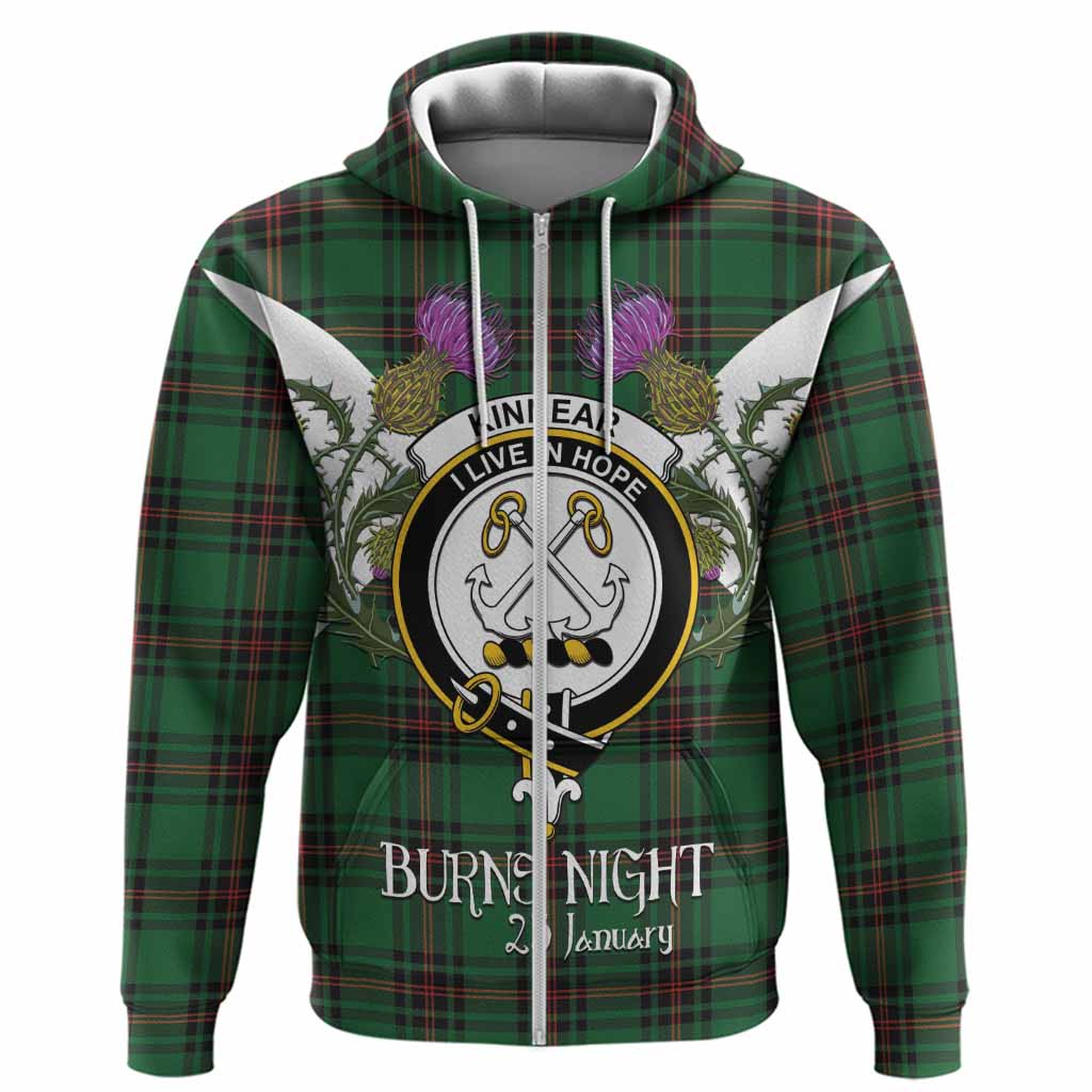 Kinnear Tartan Family Crest Hoodie Scottish Burns Night Thistle Floral