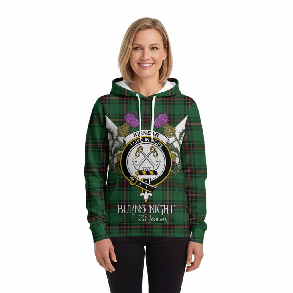 Kinnear Tartan Family Crest Hoodie Scottish Burns Night Thistle Floral