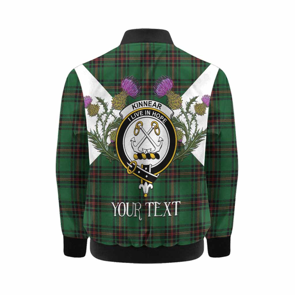 Kinnear Tartan Family Crest Kid Bomber Jacket Scottish Burns Night Thistle Floral