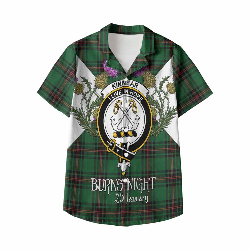 Kinnear Tartan Family Crest Kid Hawaiian Shirt Scottish Burns Night Thistle Floral