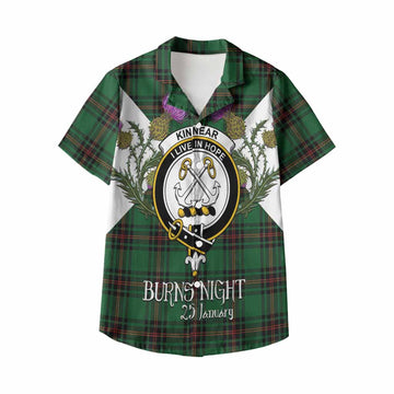 Kinnear Tartan Family Crest Kid Hawaiian Shirt Scottish Burns Night Thistle Floral