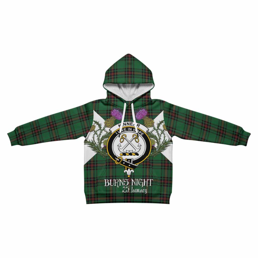 Kinnear Tartan Family Crest Kid Hoodie Scottish Burns Night Thistle Floral