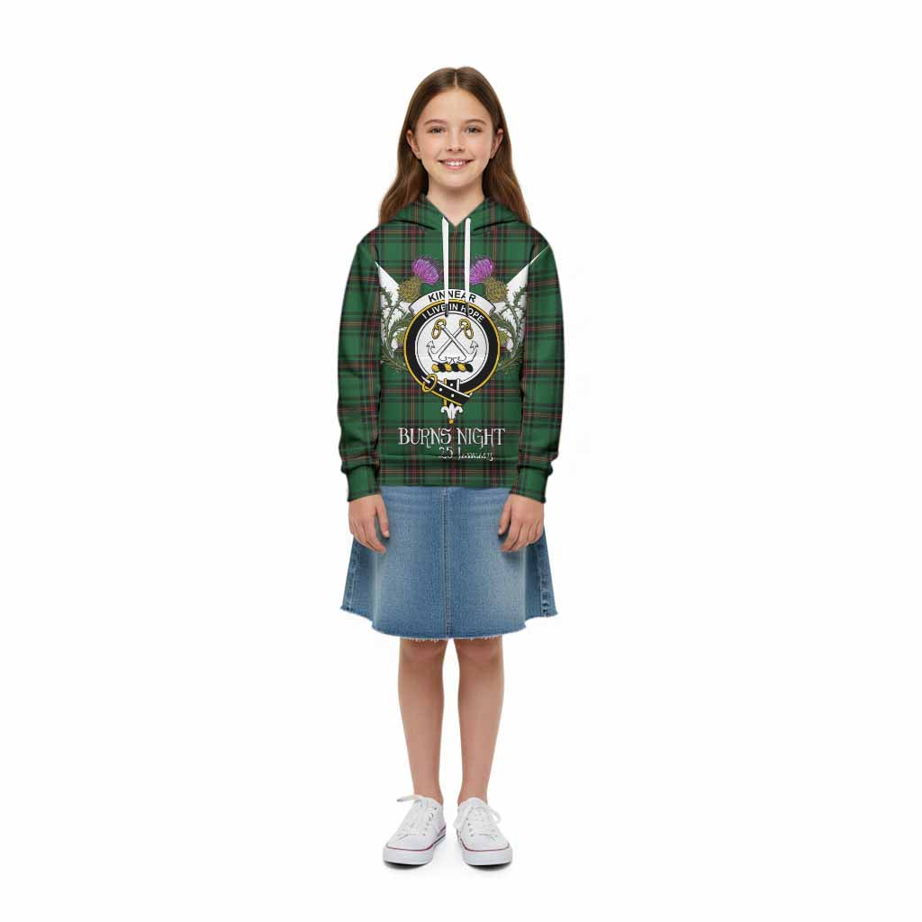 Kinnear Tartan Family Crest Kid Hoodie Scottish Burns Night Thistle Floral