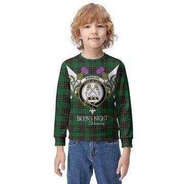 Kinnear Tartan Family Crest Kid Knitted Sweatshirt Scottish Burns Night Thistle Floral