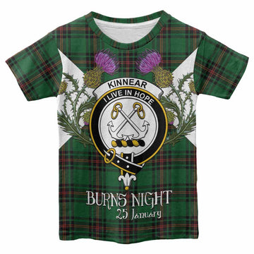 Kinnear Tartan Family Crest Kid T-shirt Scottish Burns Night Thistle Floral