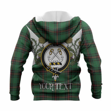 Kinnear Tartan Family Crest Knitted Hoodie Scottish Burns Night Thistle Floral