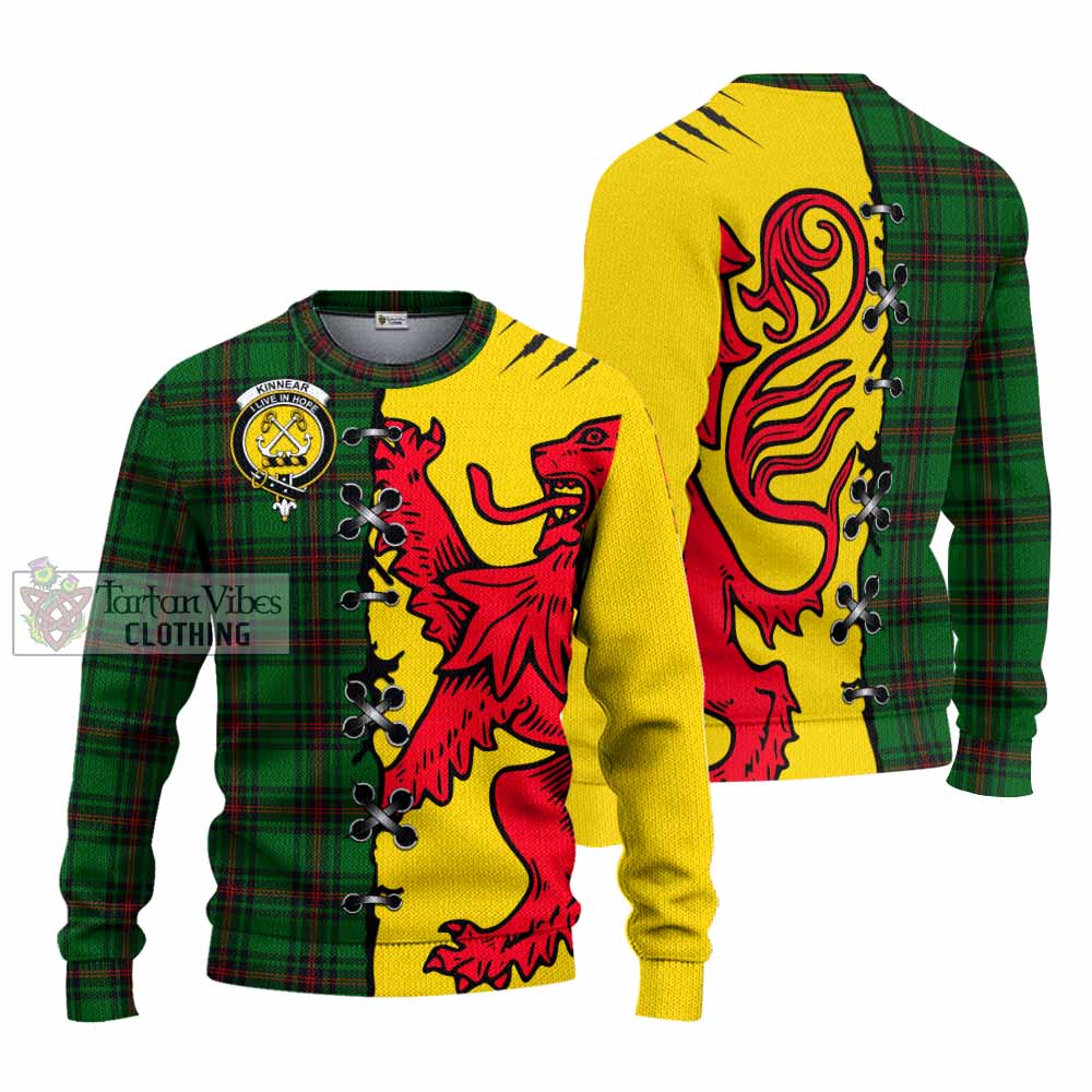 Kinnear Tartan Family Crest Knitted Sweater Lion Rampant Honor - Tartan Vibes Clothing