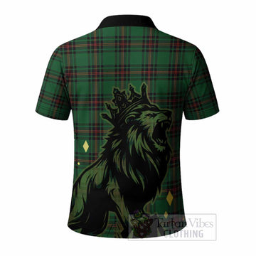 Kinnear Tartan Family Crest Polo Shirt Crowned Lion Roaring