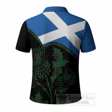 Kinnear Tartan Family Crest Polo Shirt Scotland Thistle Floral Flag Style