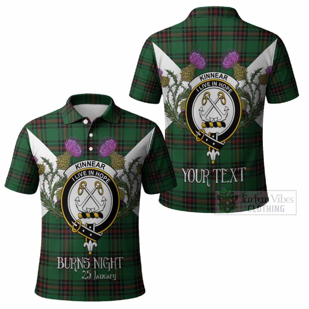 Kinnear Tartan Family Crest Polo Shirt Scottish Burns Night Thistle Floral