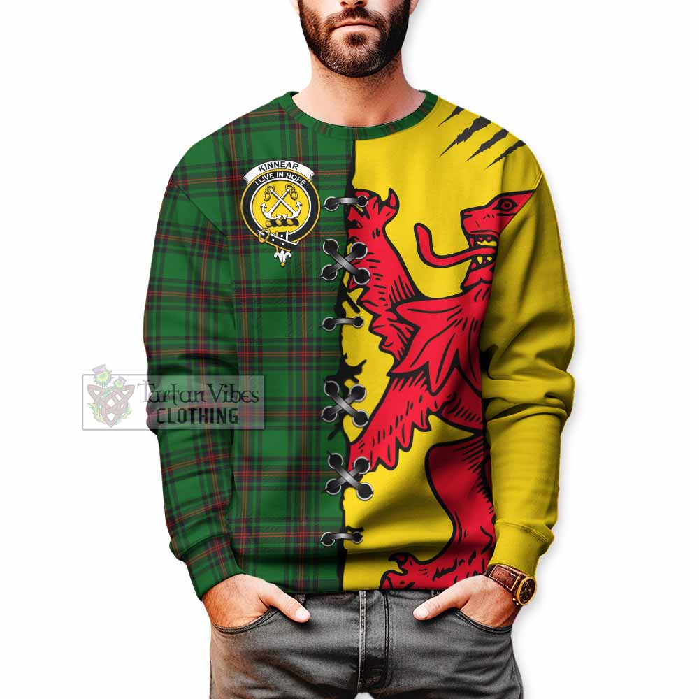 Kinnear Tartan Family Crest Sweatshirt Lion Rampant Honor - Tartan Vibes Clothing