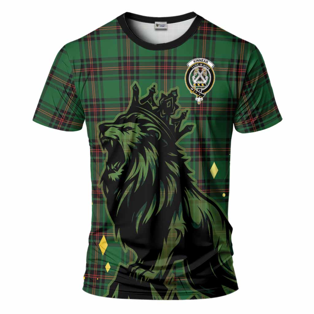 Kinnear Tartan Family Crest T-Shirt Crowned Lion Roaring