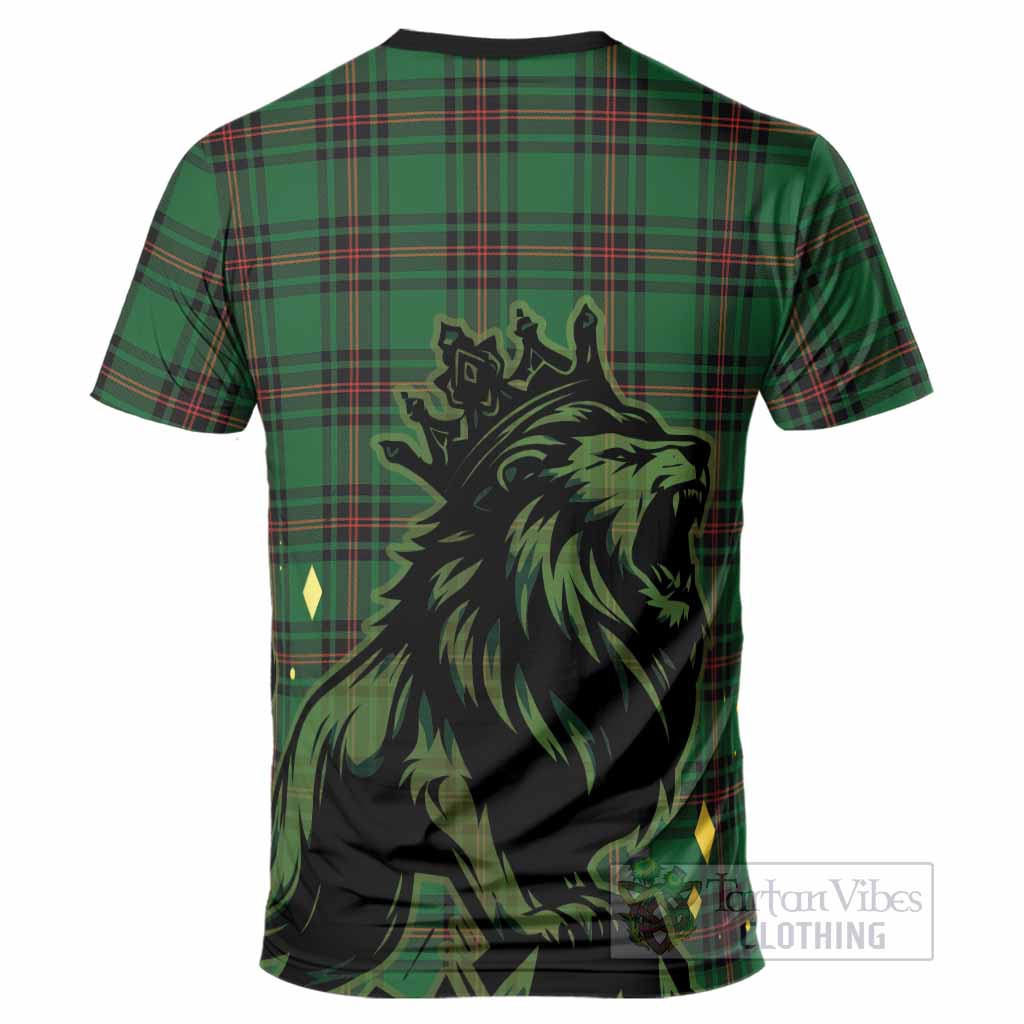 Kinnear Tartan Family Crest T-Shirt Crowned Lion Roaring