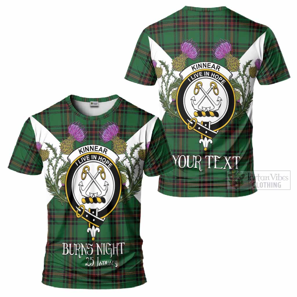 Kinnear Tartan Family Crest T-Shirt Scottish Burns Night Thistle Floral