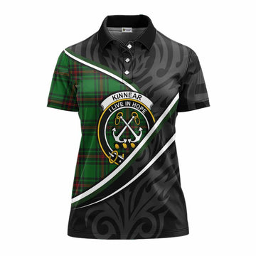 Kinnear Tartan Family Crest Women's Polo Shirt Celtic Scottish Thistle Floral