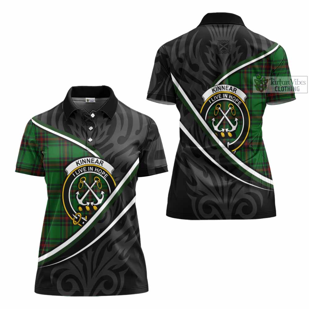 Kinnear Tartan Family Crest Women's Polo Shirt Celtic Scottish Thistle Floral - Tartan Vibes Clothing