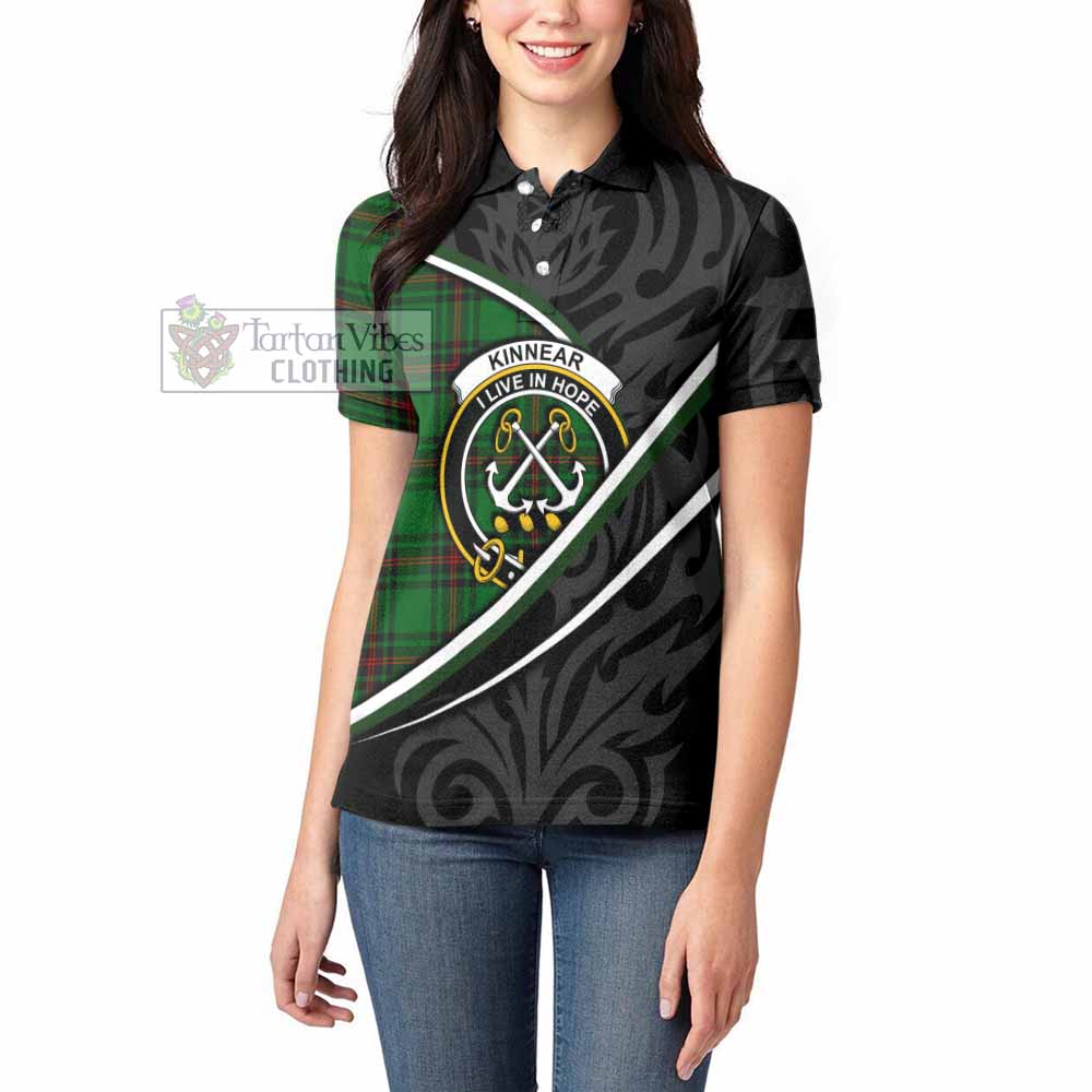 Kinnear Tartan Family Crest Women's Polo Shirt Celtic Scottish Thistle Floral - Tartan Vibes Clothing