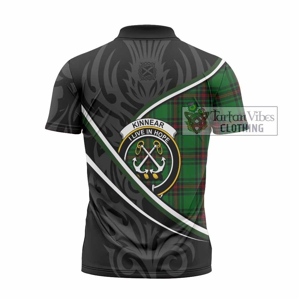 Kinnear Tartan Family Crest Zipper Polo Shirt Celtic Scottish Thistle Floral - Tartan Vibes Clothing