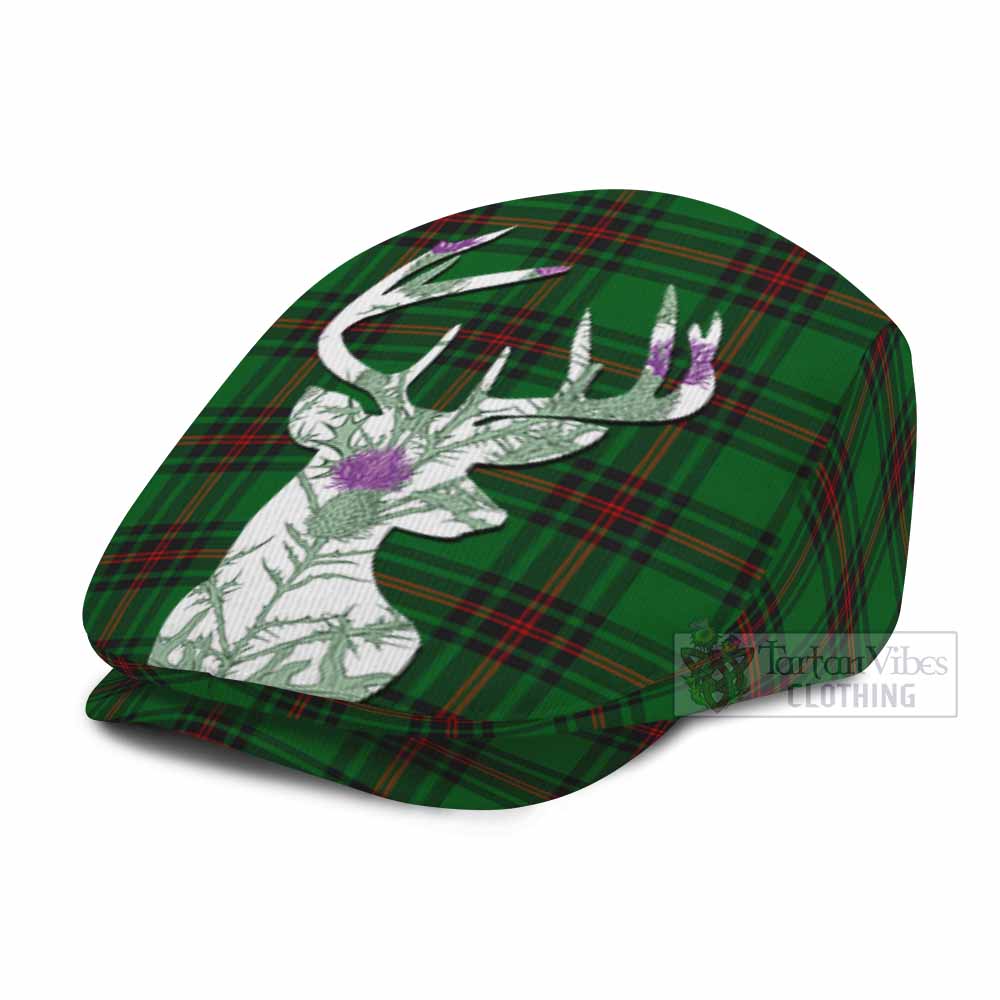 Kinnear Tartan Flat Cap, Jeff Cap Scottish Stag Thistle Floral Art
