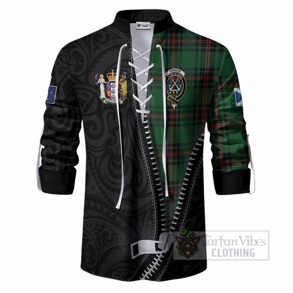 Kinnear Tartan Ghillie Shirt New Zealand Pattern Unique Zipper Stylized
