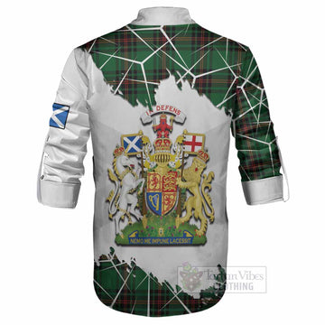 Kinnear Tartan Ghillie Shirt with Family Crest and Lion Rampant Grunge Style