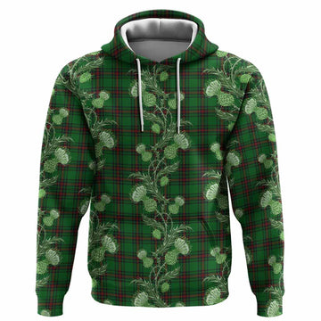 Kinnear Tartan Hoodie Seamless Scottish Thistle Flowers