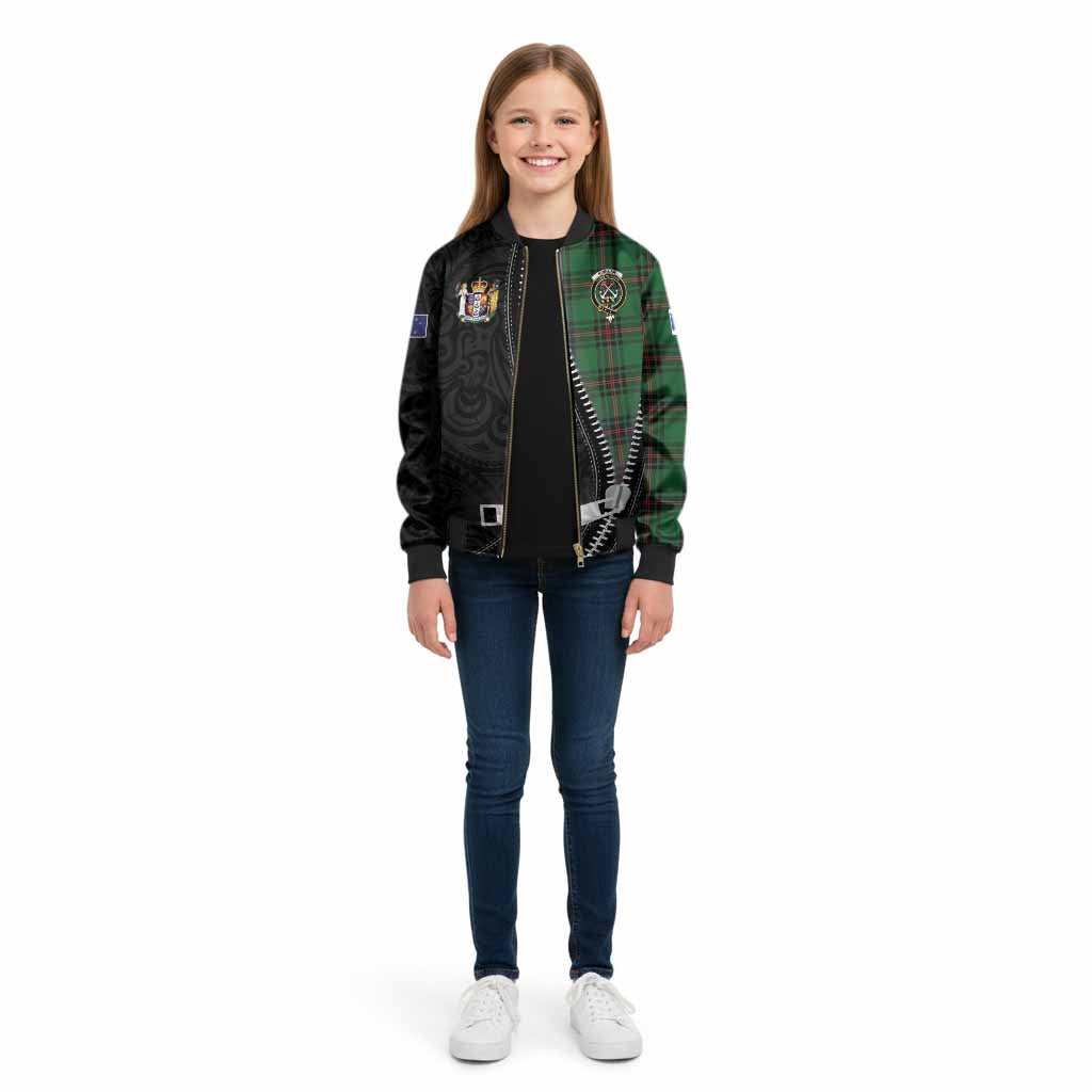 Kinnear Tartan Kid Bomber Jacket New Zealand Pattern Unique Zipper Stylized