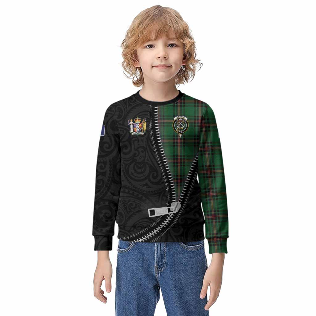 Kinnear Tartan Kid Knitted Sweatshirt New Zealand Pattern Unique Zipper Stylized