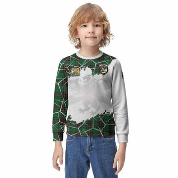 Kinnear Tartan Kid Knitted Sweatshirt with Family Crest and Lion Rampant Grunge Style