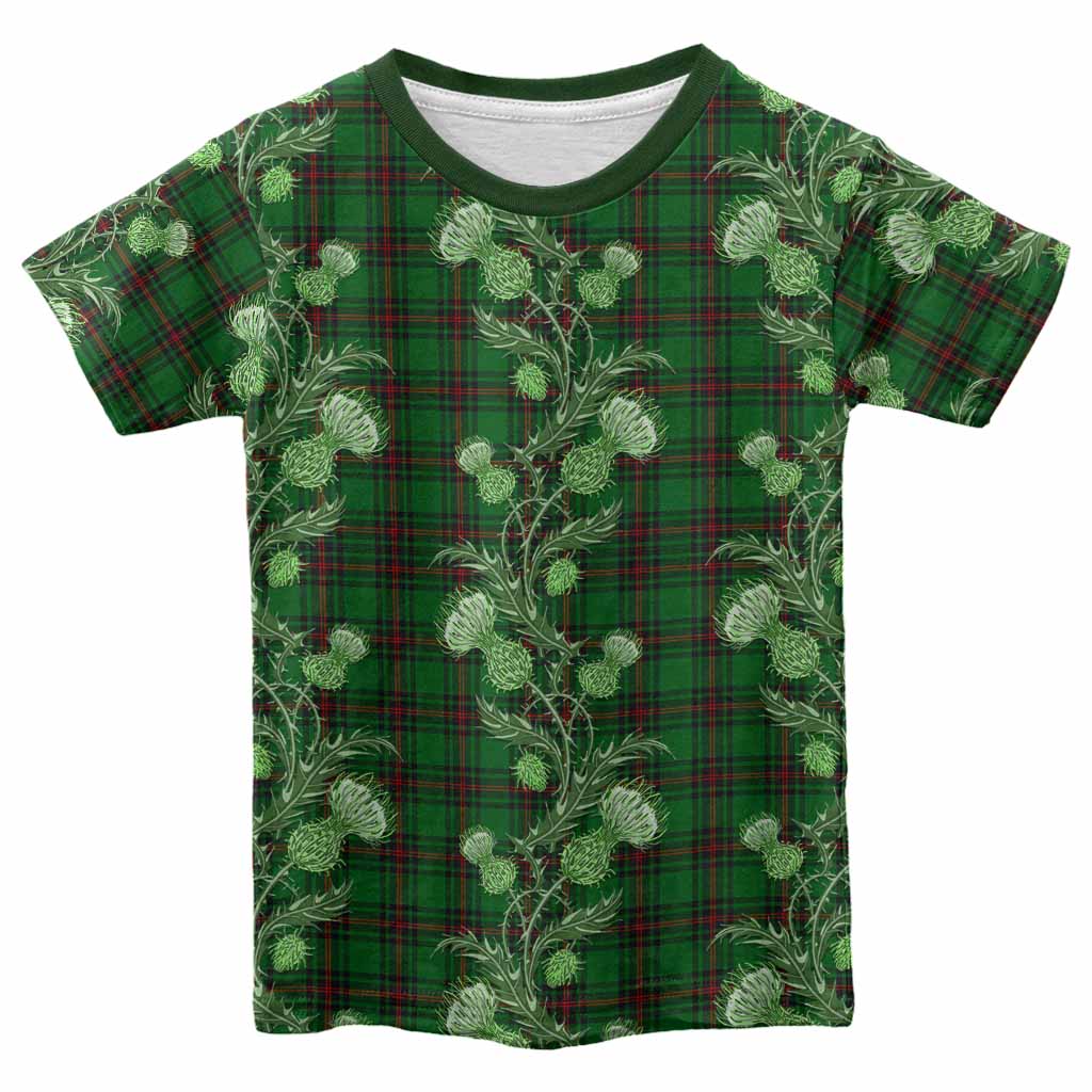Kinnear Tartan Kid T-shirt Seamless Scottish Thistle Flowers