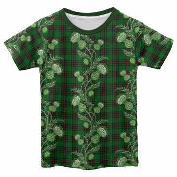 Kinnear Tartan Kid T-shirt Seamless Scottish Thistle Flowers